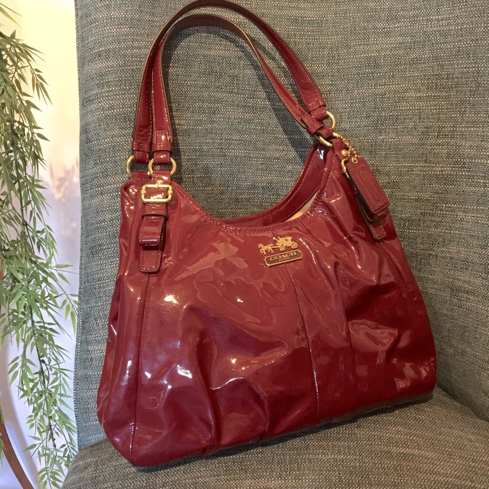 Coach 18760 Madison Brass and Plum Patent Leather Bag